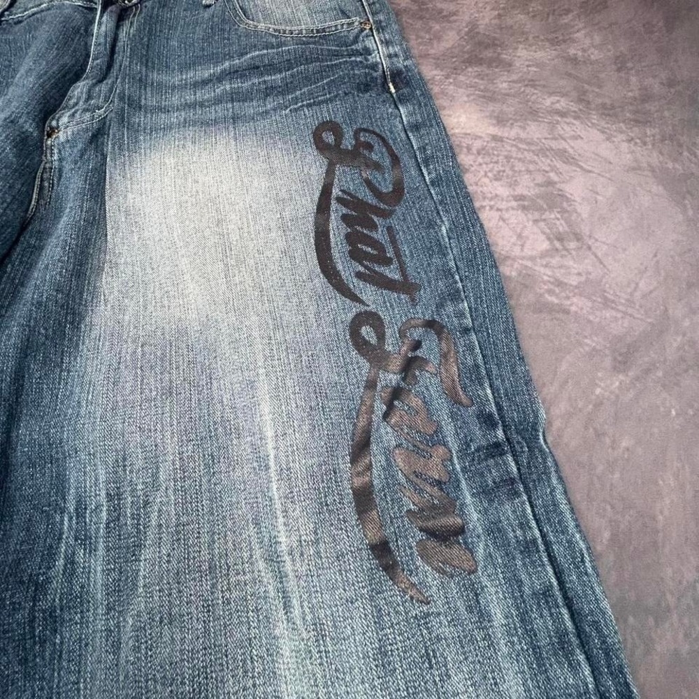 Phat‎ Farm Jeans W38 Mens Baggy Light Wash Y2K Hip Hop Logo - Picture 2 of 8